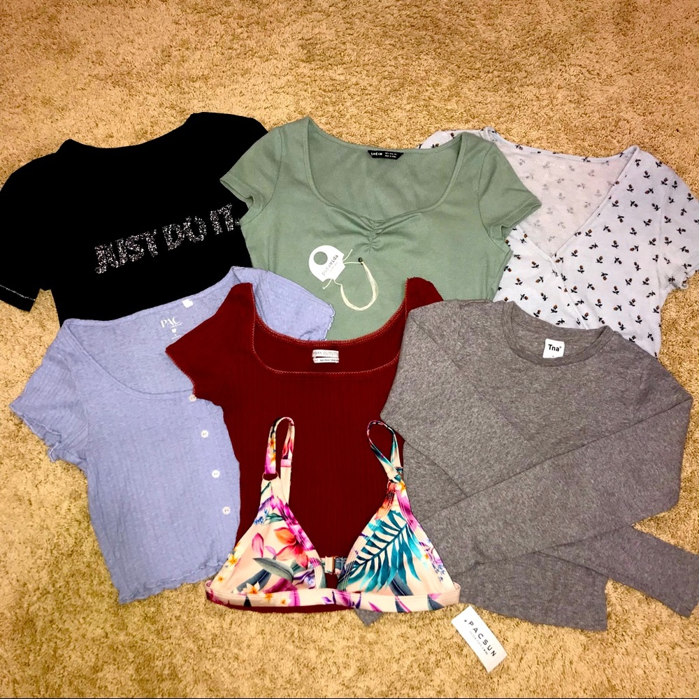EUC 8pc size small tops, tank, and bikini bundle!
